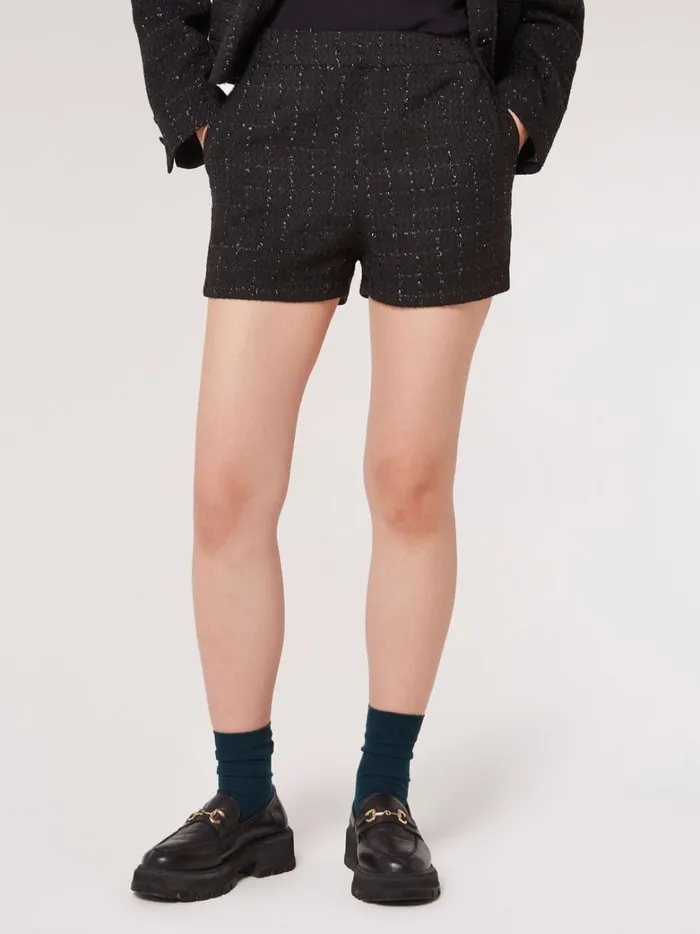 Black Tweed Shorts Black Women Apricot Shorts