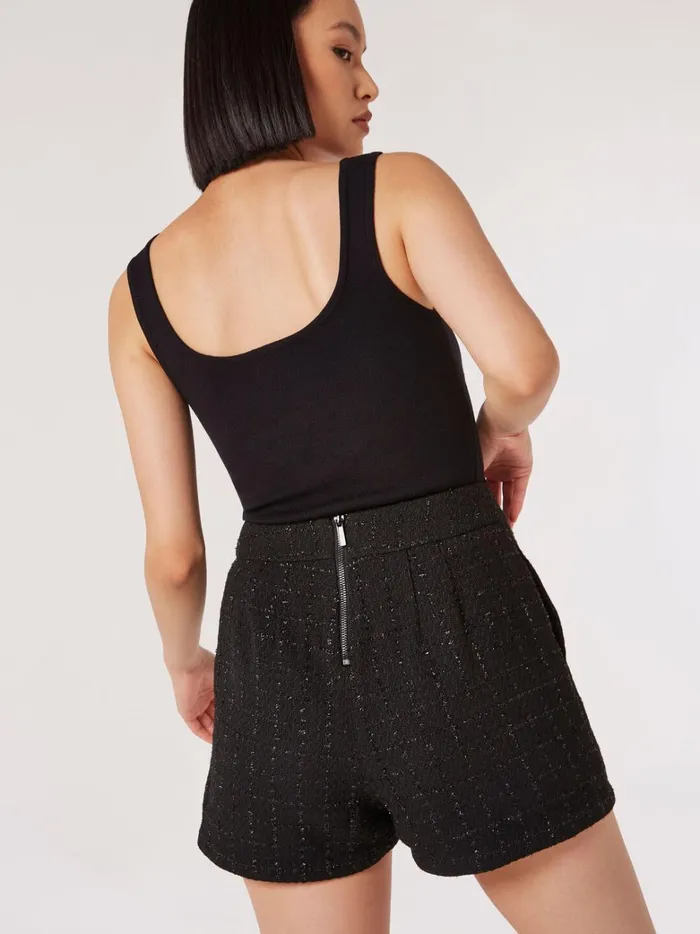 Black Tweed Shorts Black Women Apricot Shorts