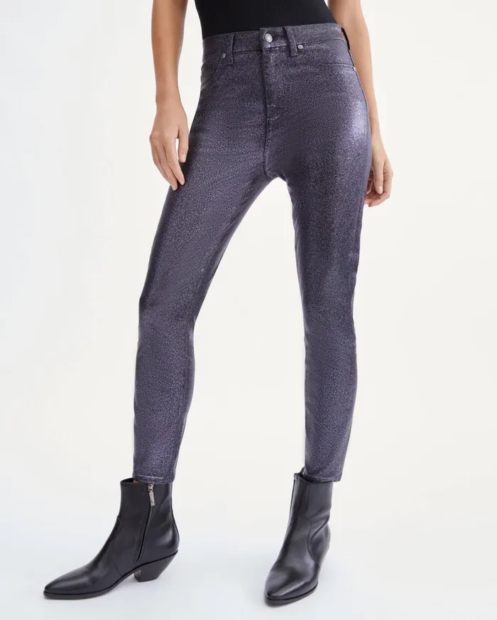 7 For All Mankind Pants Coated High Waist Ankle Skinny With Faux Pockets In Sparkle Sparkle 8211 Women