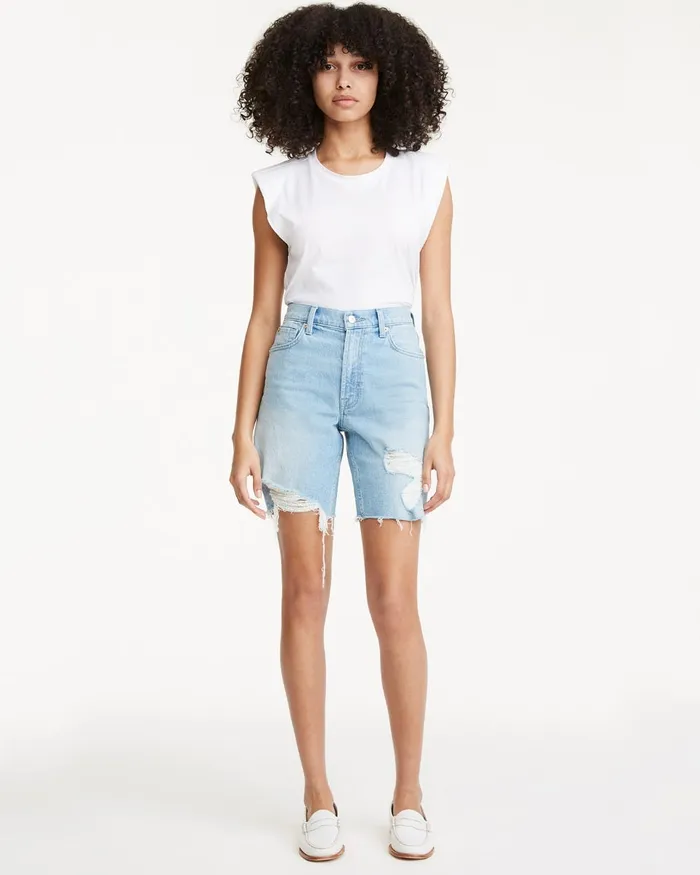7 For All Mankind Shorts and Skirts Boyfriend Short With Destroy In Laurel Canyon Blue Laurel Canyon Blue 8211 Women 7 For All Mankind Shorts and Skirts Boyfriend Short With Destroy In Laurel Canyon Blue Laurel Canyon Blue 8211 Women