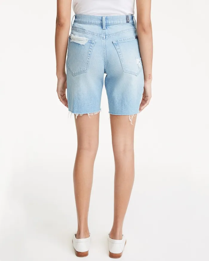 7 For All Mankind Shorts and Skirts Boyfriend Short With Destroy In Laurel Canyon Blue Laurel Canyon Blue 8211 Women
