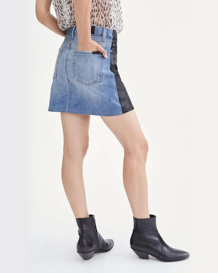 7 For All Mankind Shorts and Skirts Coated 5050 Denim Miniskirt In Black Black 8211 Women