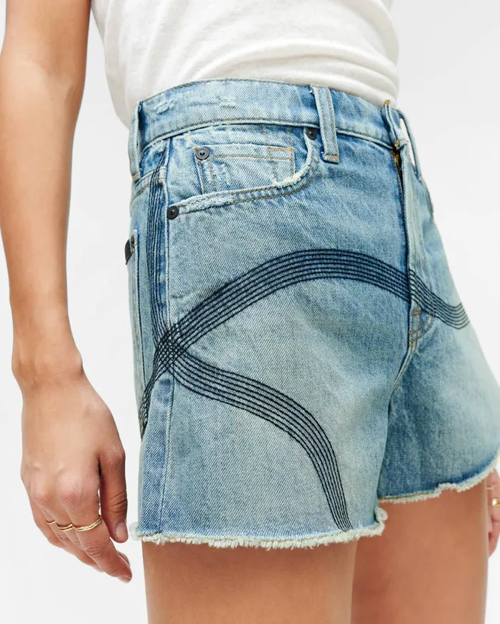 7 For All Mankind Shorts and Skirts High Waist Short With Embroidery In Topanga Topanga 8211 Women