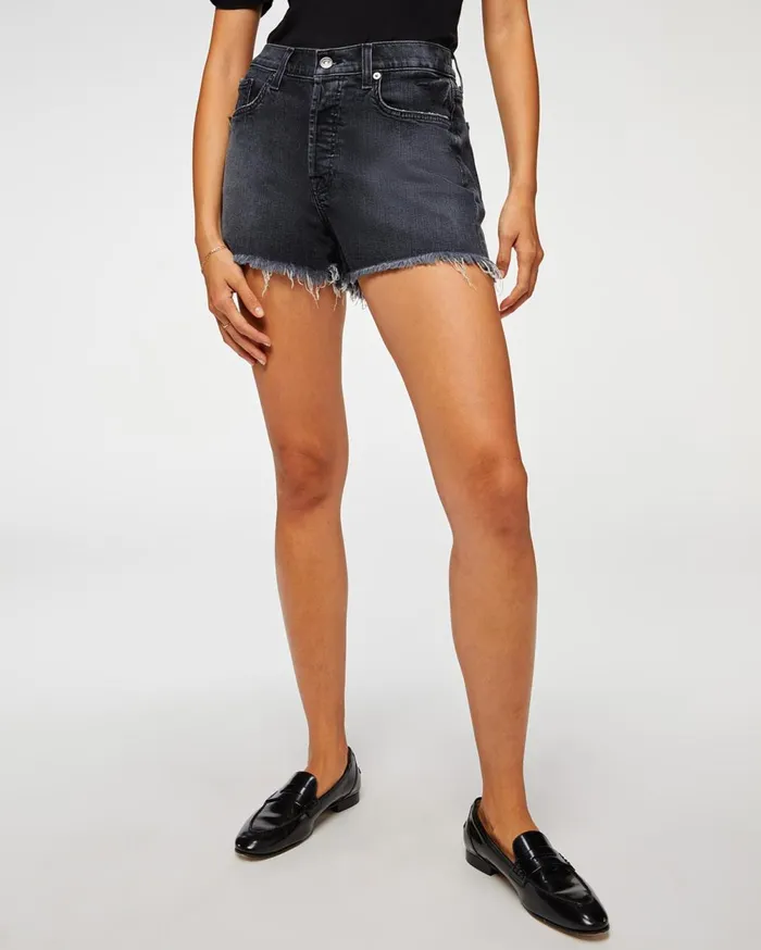 7 For All Mankind Shorts and Skirts Monroe CutOff Short In Eclipse Black Eclipse Black 8211 Women