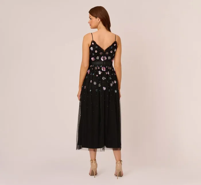 Adrianna Papell AnkleLength Gown With Multicolor Floral Beading In Black Multi Black Multi Women Floral Dresses Adrianna Papell AnkleLength Gown With Multicolor Floral Beading In Black Multi Black Multi Women Floral Dresses