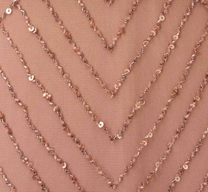 Adrianna Papell Art Deco Beaded Blouson Dress With Halter Neckline In Rose Gold Rose Gold Women Formal Dresses Adrianna Papell Art Deco Beaded Blouson Dress With Halter Neckline In Rose Gold Rose Gold Women Formal Dresses