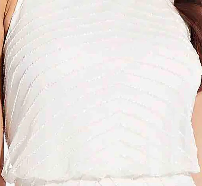 Adrianna Papell Art Deco Cocktail Dress With Halter Neck In Ivory Ivory Women Short Wedding Dresses Adrianna Papell Art Deco Cocktail Dress With Halter Neck In Ivory Ivory Women Short Wedding Dresses