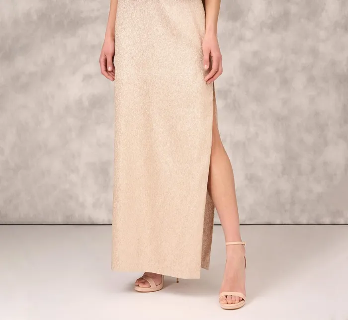 Adrianna Papell Asymmetrical Column Gown With Ruffle Details In Taupe Taupe Women Day Dresses Adrianna Papell Asymmetrical Column Gown With Ruffle Details In Taupe Taupe Women Day Dresses