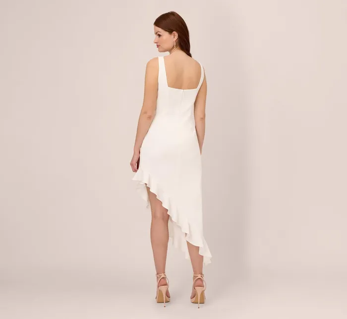 Adrianna Papell Asymmetrical Crepe Midi Dress With Flounce Hem In Ivory Ivory Women Midi Dresses Adrianna Papell Asymmetrical Crepe Midi Dress With Flounce Hem In Ivory Ivory Women Midi Dresses
