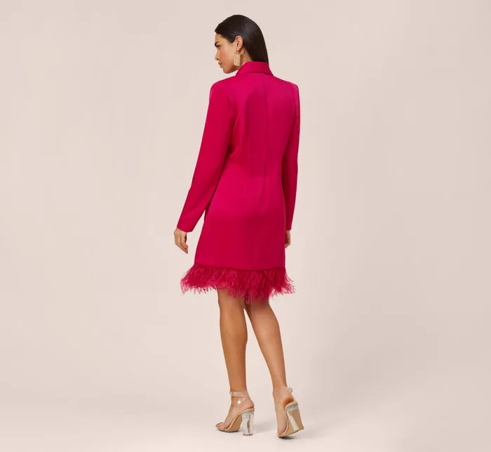 Adrianna Papell Charmeuse Tuxedo Short Sheath Cocktail Dress With Feather Trim In Ivory Ivory Women Short Dresses Adrianna Papell Charmeuse Tuxedo Short Sheath Cocktail Dress With Feather Trim In Ivory Ivory Women Short Dresses