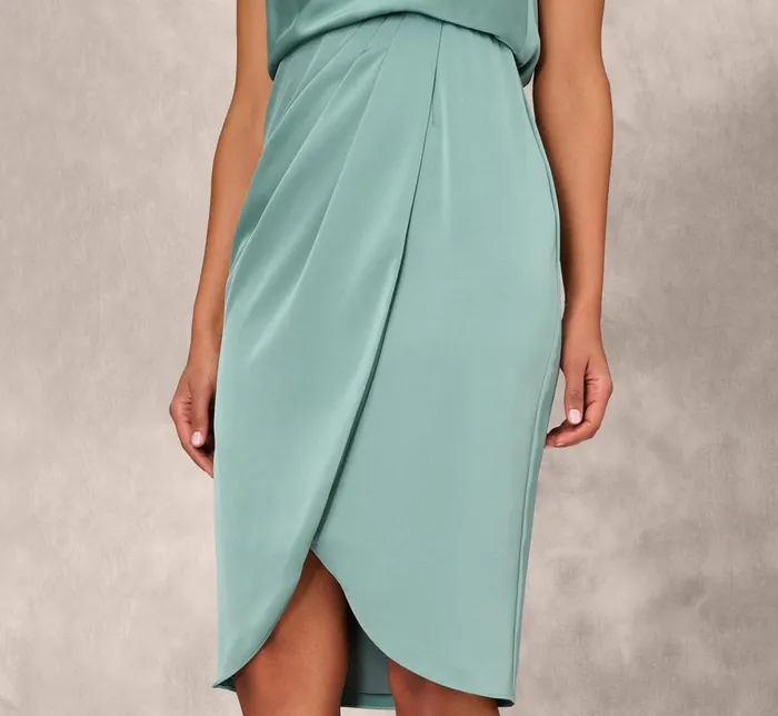Adrianna Papell Crepe Satin Back Cowl Neck MidiLength Blouson Cocktail Dress In Green Slate Green Slate Women Cocktail Dresses Adrianna Papell Crepe Satin Back Cowl Neck MidiLength Blouson Cocktail Dress In Green Slate Green Slate Women Cocktail Dresses