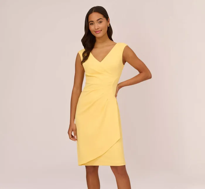 Adrianna Papell Crepe Sheath Dress With Draped Details In Warm Sun Warm Sun Women Day Dresses Adrianna Papell Crepe Sheath Dress With Draped Details In Warm Sun Warm Sun Women Day Dresses
