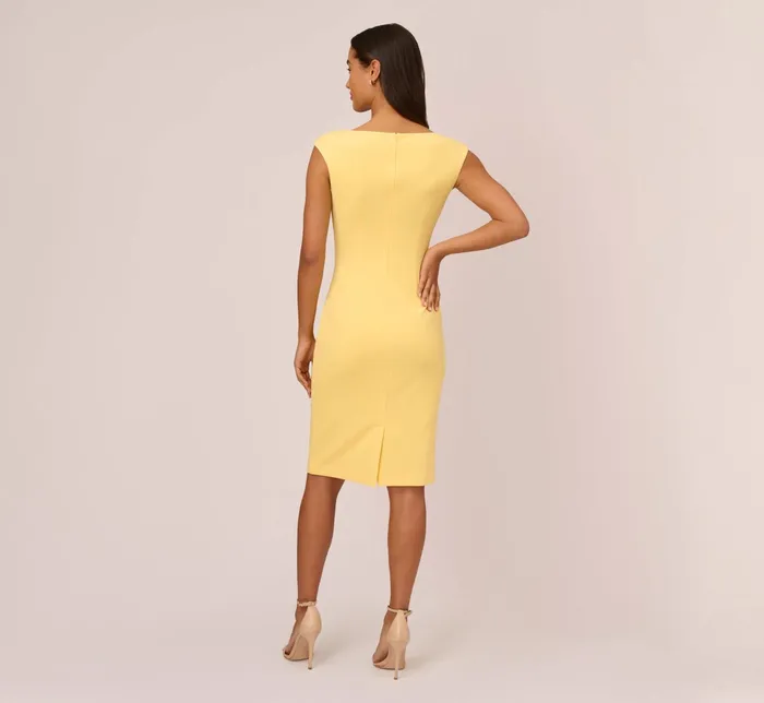 Adrianna Papell Crepe Sheath Dress With Draped Details In Warm Sun Warm Sun Women Day Dresses Adrianna Papell Crepe Sheath Dress With Draped Details In Warm Sun Warm Sun Women Day Dresses