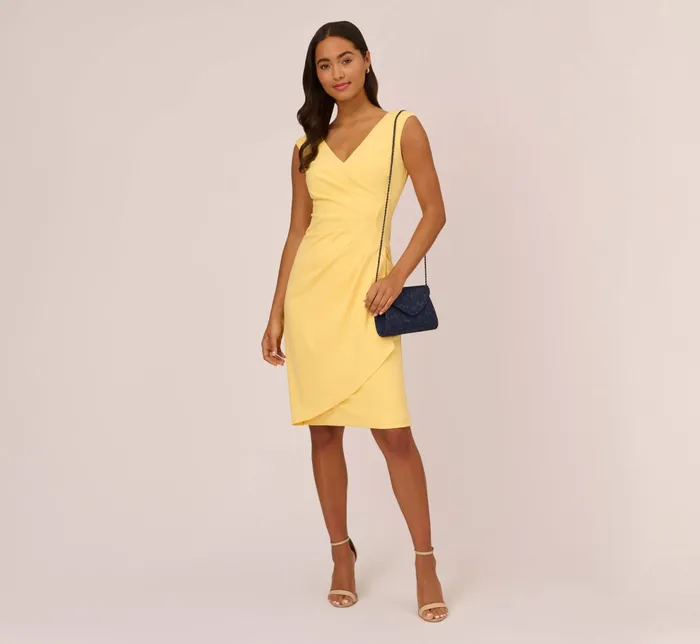 Adrianna Papell Crepe Sheath Dress With Draped Details In Warm Sun Warm Sun Women Day Dresses Adrianna Papell Crepe Sheath Dress With Draped Details In Warm Sun Warm Sun Women Day Dresses