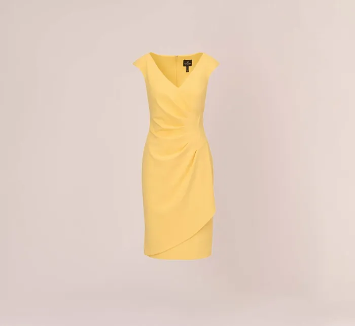 Adrianna Papell Crepe Sheath Dress With Draped Details In Warm Sun Warm Sun Women Day Dresses Adrianna Papell Crepe Sheath Dress With Draped Details In Warm Sun Warm Sun Women Day Dresses
