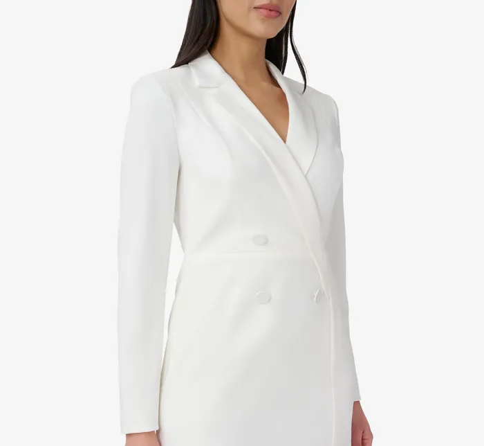 Adrianna Papell Crepe Tuxedo Sheath Dress With Long Sleeves In Ivory Ivory Women Little White Dresses Adrianna Papell Crepe Tuxedo Sheath Dress With Long Sleeves In Ivory Ivory Women Little White Dresses