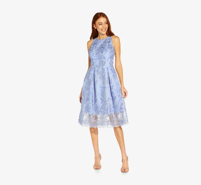 Adrianna Papell Embroidered Illusion MidiLength FitAndFlare Dress In Light Peri Light Peri Women Day Dresses Adrianna Papell Embroidered Illusion MidiLength FitAndFlare Dress In Light Peri Light Peri Women Day Dresses