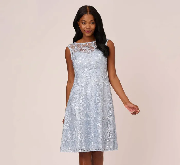 Adrianna Papell Embroidered Sleeveless Midi Cocktail Dress In Skyway Skyway Women Cocktail Dresses Adrianna Papell Embroidered Sleeveless Midi Cocktail Dress In Skyway Skyway Women Cocktail Dresses