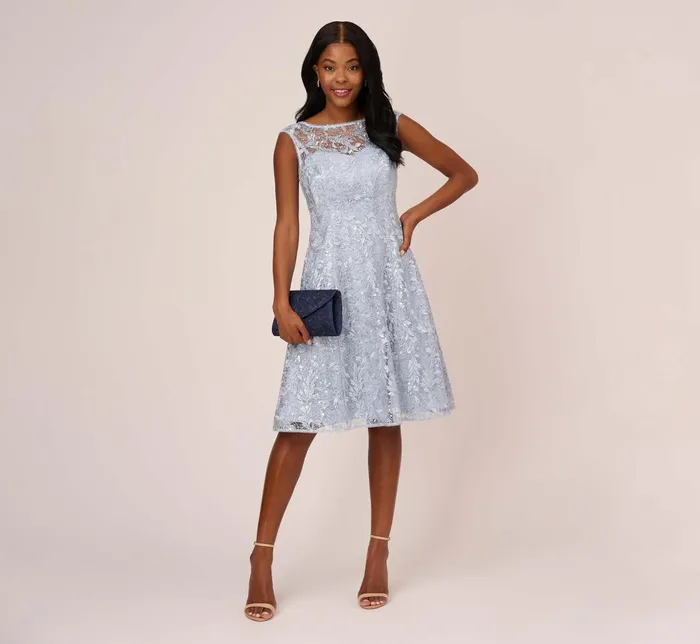 Adrianna Papell Embroidered Sleeveless Midi Cocktail Dress In Skyway Skyway Women Cocktail Dresses Adrianna Papell Embroidered Sleeveless Midi Cocktail Dress In Skyway Skyway Women Cocktail Dresses