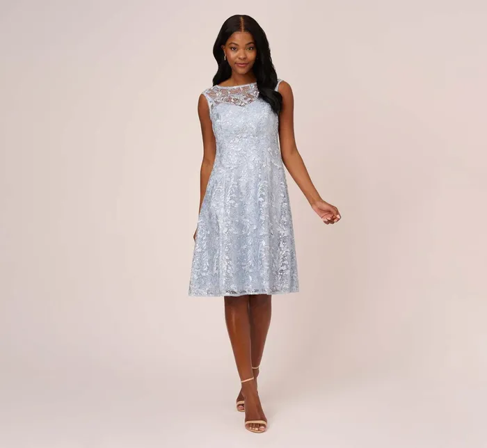 Adrianna Papell Embroidered Sleeveless Midi Cocktail Dress In Skyway Skyway Women Cocktail Dresses Adrianna Papell Embroidered Sleeveless Midi Cocktail Dress In Skyway Skyway Women Cocktail Dresses