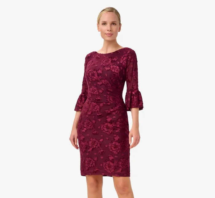 Adrianna Papell Floral Burnout Velvet Short Dress In Cranberry Apple Cranberry Apple Women Floral Dresses Adrianna Papell Floral Burnout Velvet Short Dress In Cranberry Apple Cranberry Apple Women Floral Dresses