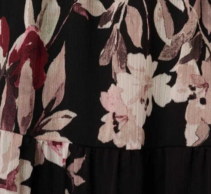 Adrianna Papell Floral Chiffon Dress With Three Quarter Length Sleeves In Black Multi Black Multi Women Floral Dresses Adrianna Papell Floral Chiffon Dress With Three Quarter Length Sleeves In Black Multi Black Multi Women Floral Dresses