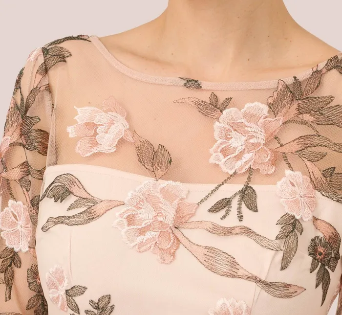 Adrianna Papell Floral Embroidered Bell Sleeve Sheath Dress In Blush Multi Blush Multi Women Short Dresses Adrianna Papell Floral Embroidered Bell Sleeve Sheath Dress In Blush Multi Blush Multi Women Short Dresses