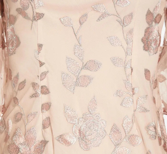 Adrianna Papell Floral Embroidered Sheath Dress With Scalloped Detail In Champagne Multi Champagne Multi Women Day Dresses Adrianna Papell Floral Embroidered Sheath Dress With Scalloped Detail In Champagne Multi Champagne Multi Women Day Dresses