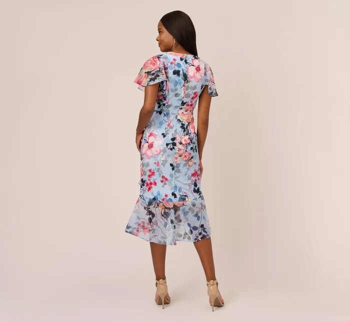 Adrianna Papell Floral Faux Wrap Dress In Blue Multi Blue Multi Women Day Dresses Adrianna Papell Floral Faux Wrap Dress In Blue Multi Blue Multi Women Day Dresses