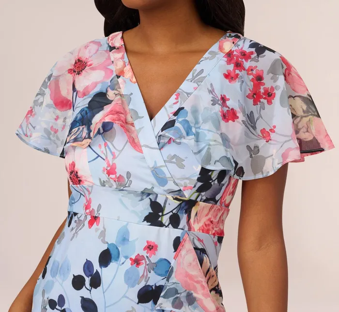 Adrianna Papell Floral Faux Wrap Dress In Blue Multi Blue Multi Women Day Dresses Adrianna Papell Floral Faux Wrap Dress In Blue Multi Blue Multi Women Day Dresses