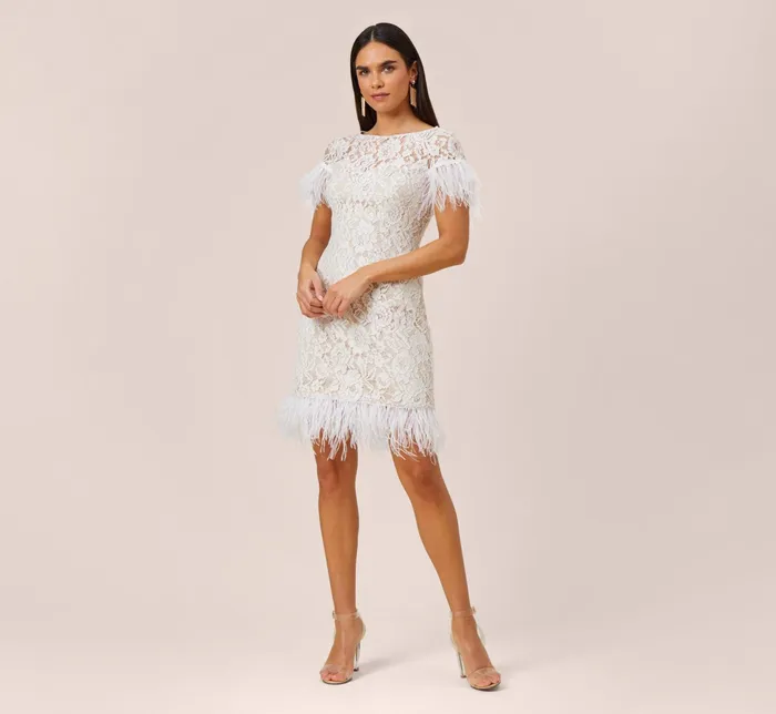 Adrianna Papell Floral Lace And Feather Trimmed Short Sheath Cocktail Dress In Black Black Women Short Dresses Adrianna Papell Floral Lace And Feather Trimmed Short Sheath Cocktail Dress In Black Black Women Short Dresses