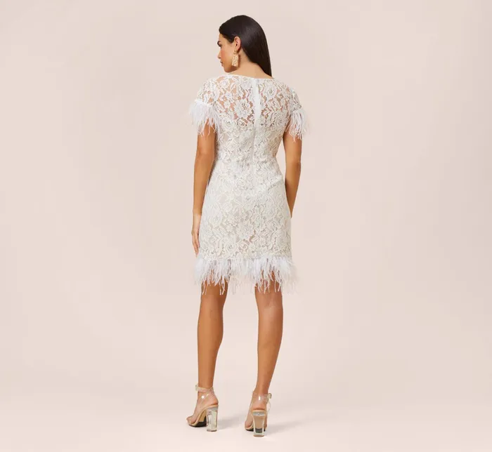 Adrianna Papell Floral Lace And Feather Trimmed Short Sheath Cocktail Dress In Black Black Women Short Dresses Adrianna Papell Floral Lace And Feather Trimmed Short Sheath Cocktail Dress In Black Black Women Short Dresses