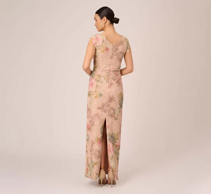 Adrianna Papell Floral Metallic Stretch Matelasse Long Column Gown In Pink Multi Pink Multi Women Long Dresses Adrianna Papell Floral Metallic Stretch Matelasse Long Column Gown In Pink Multi Pink Multi Women Long Dresses