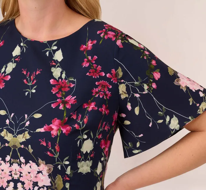 Adrianna Papell FloralPrint Crepe MidiLength Sheath Dress In Navy Multi Navy Multi Women Floral Dresses Adrianna Papell FloralPrint Crepe MidiLength Sheath Dress In Navy Multi Navy Multi Women Floral Dresses