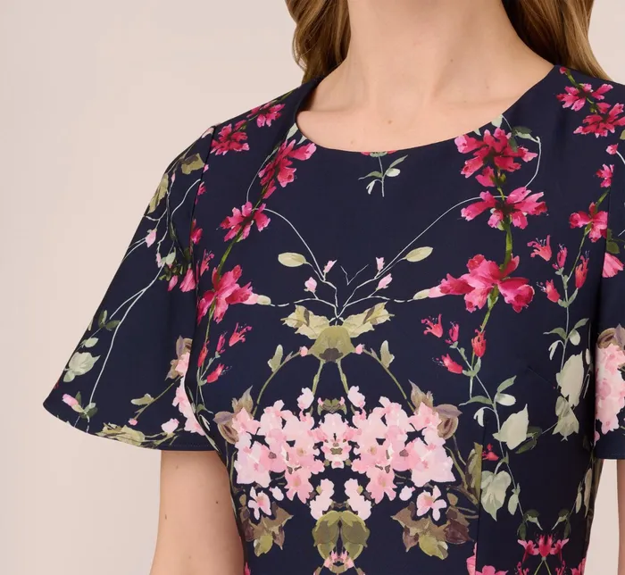 Adrianna Papell FloralPrint Crepe MidiLength Sheath Dress In Navy Multi Navy Multi Women Floral Dresses Adrianna Papell FloralPrint Crepe MidiLength Sheath Dress In Navy Multi Navy Multi Women Floral Dresses