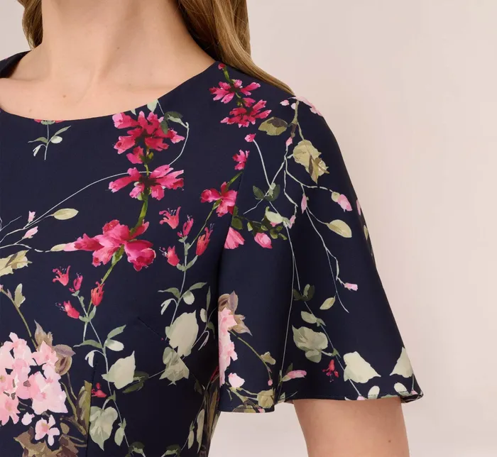Adrianna Papell FloralPrint Crepe MidiLength Sheath Dress In Navy Multi Navy Multi Women Floral Dresses Adrianna Papell FloralPrint Crepe MidiLength Sheath Dress In Navy Multi Navy Multi Women Floral Dresses