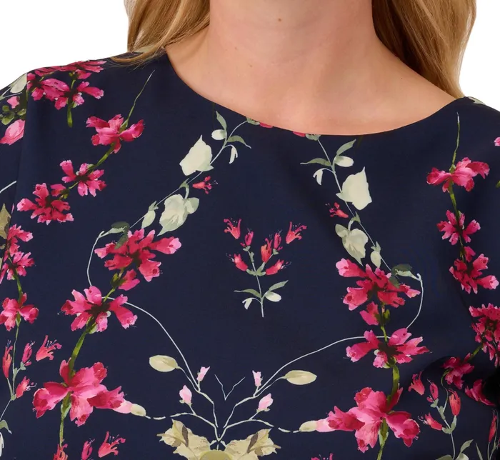 Adrianna Papell FloralPrint Crepe MidiLength Sheath Dress In Navy Multi Navy Multi Women Floral Dresses Adrianna Papell FloralPrint Crepe MidiLength Sheath Dress In Navy Multi Navy Multi Women Floral Dresses