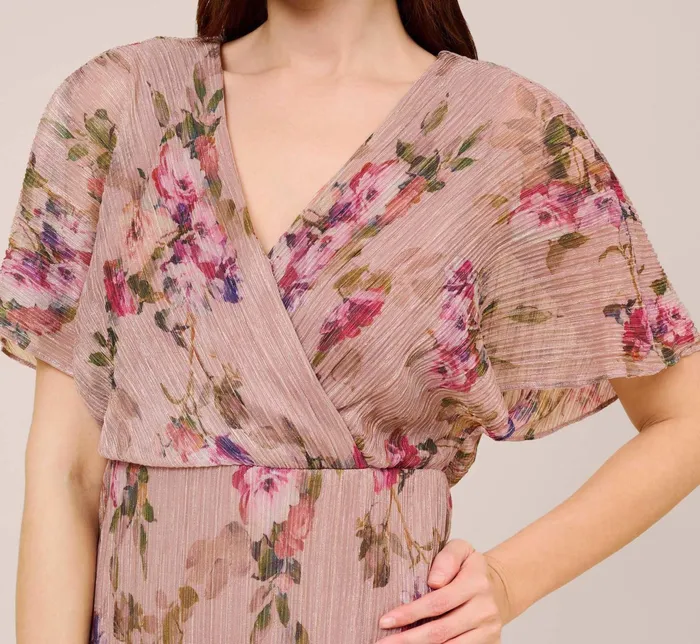 Adrianna Papell FloralPrint Metallic Crinkled Mesh MidiLength Blouson Dress In Rose Multi Rose Multi Women Floral Dresses Adrianna Papell FloralPrint Metallic Crinkled Mesh MidiLength Blouson Dress In Rose Multi Rose Multi Women Floral Dresses