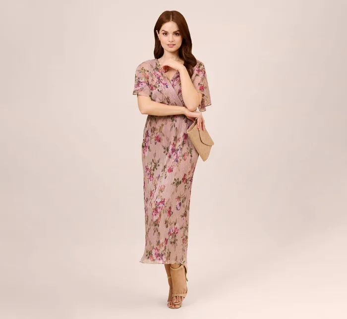 Adrianna Papell FloralPrint Metallic Crinkled Mesh MidiLength Blouson Dress In Rose Multi Rose Multi Women Floral Dresses Adrianna Papell FloralPrint Metallic Crinkled Mesh MidiLength Blouson Dress In Rose Multi Rose Multi Women Floral Dresses