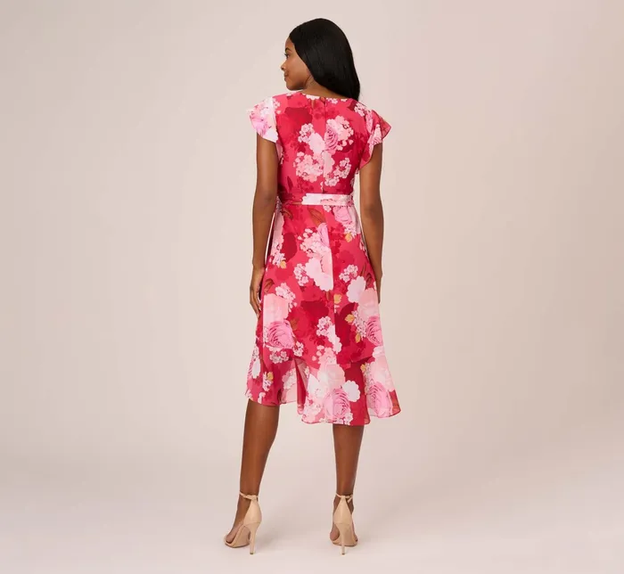 Adrianna Papell Floral Print Smocked Chiffon Short Dress In Pink Multi Pink Multi Women Short Dresses Adrianna Papell Floral Print Smocked Chiffon Short Dress In Pink Multi Pink Multi Women Short Dresses