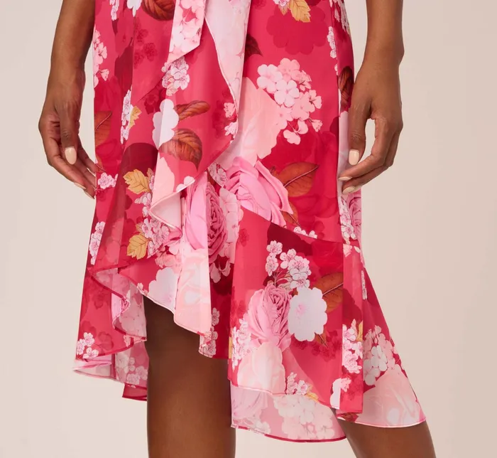 Adrianna Papell Floral Print Smocked Chiffon Short Dress In Pink Multi Pink Multi Women Short Dresses Adrianna Papell Floral Print Smocked Chiffon Short Dress In Pink Multi Pink Multi Women Short Dresses