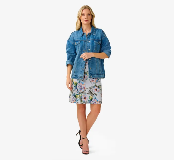 Adrianna Papell FloralPrint Stretch Chiffon Short FitAndFlare Dress In Grey Multi Grey Multi Women Floral Dresses Adrianna Papell FloralPrint Stretch Chiffon Short FitAndFlare Dress In Grey Multi Grey Multi Women Floral Dresses
