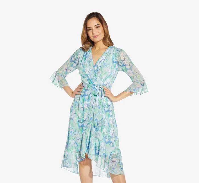 Adrianna Papell FloralPrinted Chiffon Short Dress In Deep Blue Multi Deep Blue Multi Women Floral Dresses Adrianna Papell FloralPrinted Chiffon Short Dress In Deep Blue Multi Deep Blue Multi Women Floral Dresses