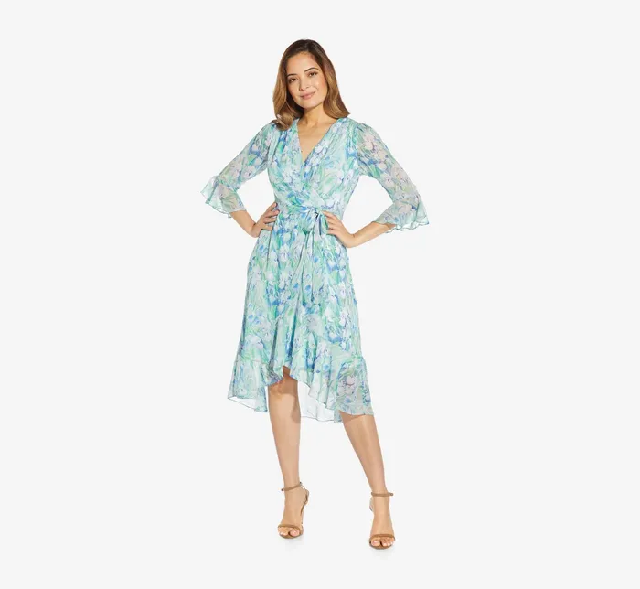 Adrianna Papell FloralPrinted Chiffon Short Dress In Deep Blue Multi Deep Blue Multi Women Floral Dresses Adrianna Papell FloralPrinted Chiffon Short Dress In Deep Blue Multi Deep Blue Multi Women Floral Dresses