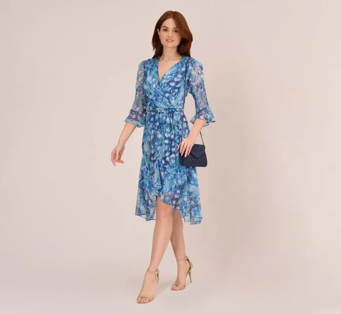 Adrianna Papell FloralPrinted Chiffon Short Dress In Deep Blue Multi Deep Blue Multi Women Floral Dresses Adrianna Papell FloralPrinted Chiffon Short Dress In Deep Blue Multi Deep Blue Multi Women Floral Dresses