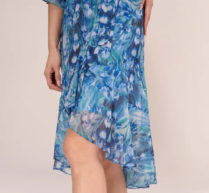 Adrianna Papell FloralPrinted Chiffon Short Dress In Deep Blue Multi Deep Blue Multi Women Floral Dresses Adrianna Papell FloralPrinted Chiffon Short Dress In Deep Blue Multi Deep Blue Multi Women Floral Dresses