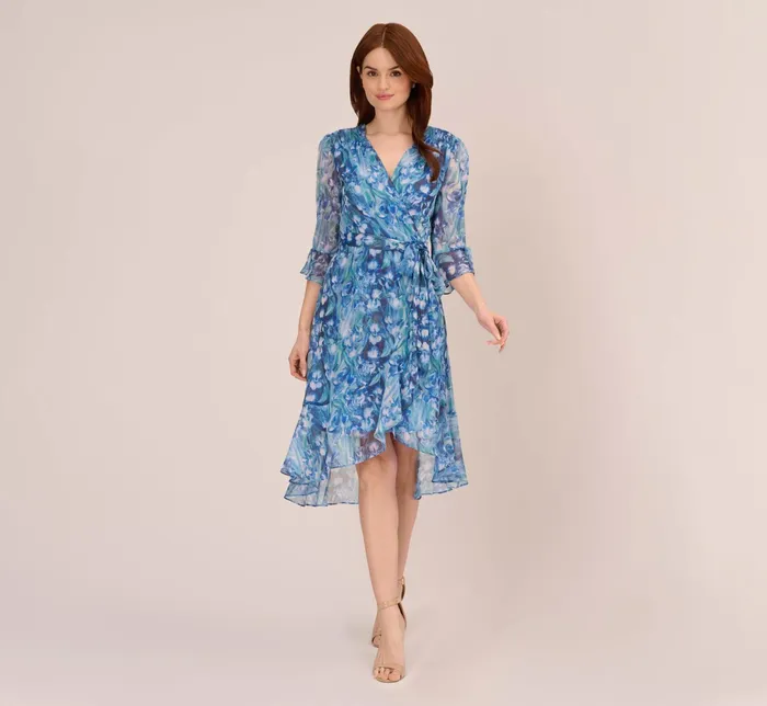 Adrianna Papell FloralPrinted Chiffon Short Dress In Deep Blue Multi Deep Blue Multi Women Floral Dresses Adrianna Papell FloralPrinted Chiffon Short Dress In Deep Blue Multi Deep Blue Multi Women Floral Dresses