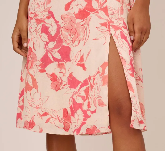 Adrianna Papell Floral Printed Midi Dress With Flutter Sleeves In Coral Ecru CoralEcru Women Floral Dresses Adrianna Papell Floral Printed Midi Dress With Flutter Sleeves In Coral Ecru CoralEcru Women Floral Dresses