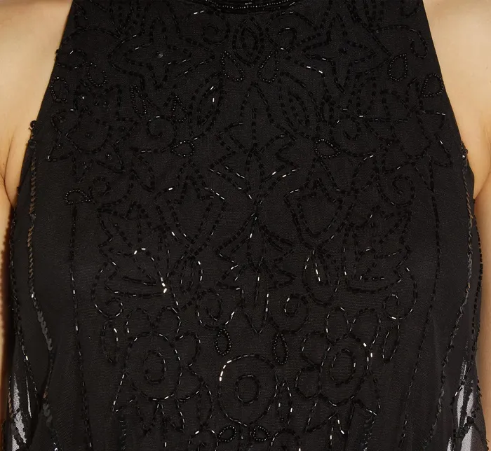 Adrianna Papell Halter HandBeaded Blouson Gown With Keyhole Back In Black Black Women Long Dresses Adrianna Papell Halter HandBeaded Blouson Gown With Keyhole Back In Black Black Women Long Dresses