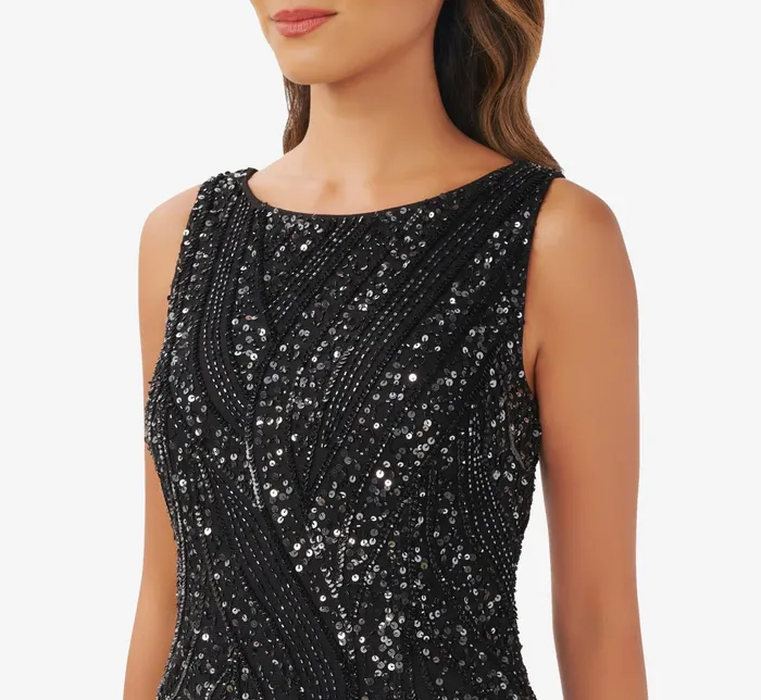 Adrianna Papell HandBeaded And Fringe Short Sheath Cocktail Dress In Black Black Women Cocktail Dresses Adrianna Papell HandBeaded And Fringe Short Sheath Cocktail Dress In Black Black Women Cocktail Dresses